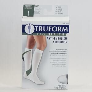 TRUFORM Anti-Embolism Below Knee Compression Stockings L Men Women White 18mmHg